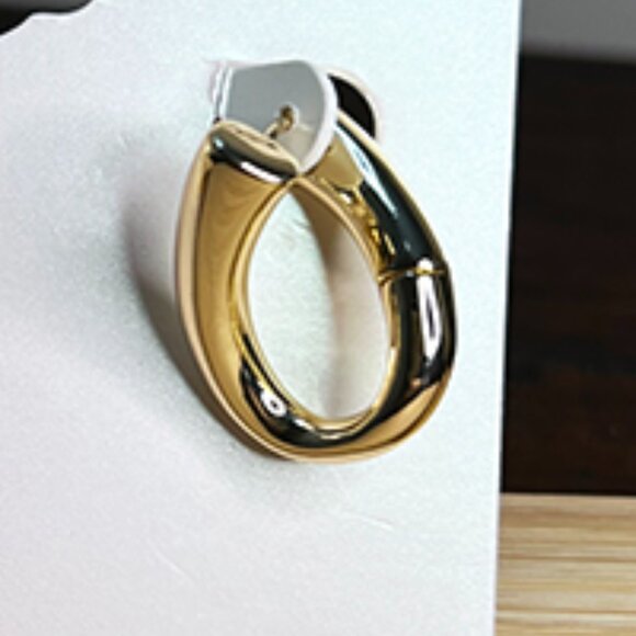 And Now This 18K Gold Over Brass C Hoop Chunky Earrings NWT - Picture 3 of 5